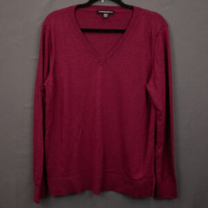 Katherine Barclay 100% wool burgundy v-neck sweater-XL